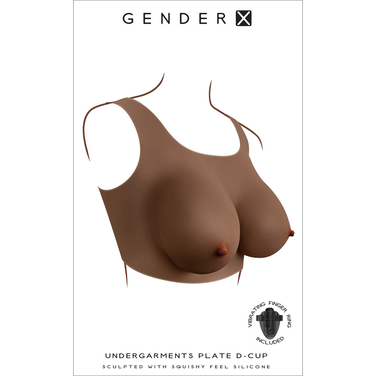 Gender X Undergarments Plate D-Cup Wearable Silicone Breasts - Chocolate