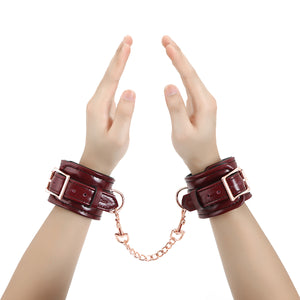 Wine Red Leather Handcuffs With Rose Gold Hardware By Liebe Seele