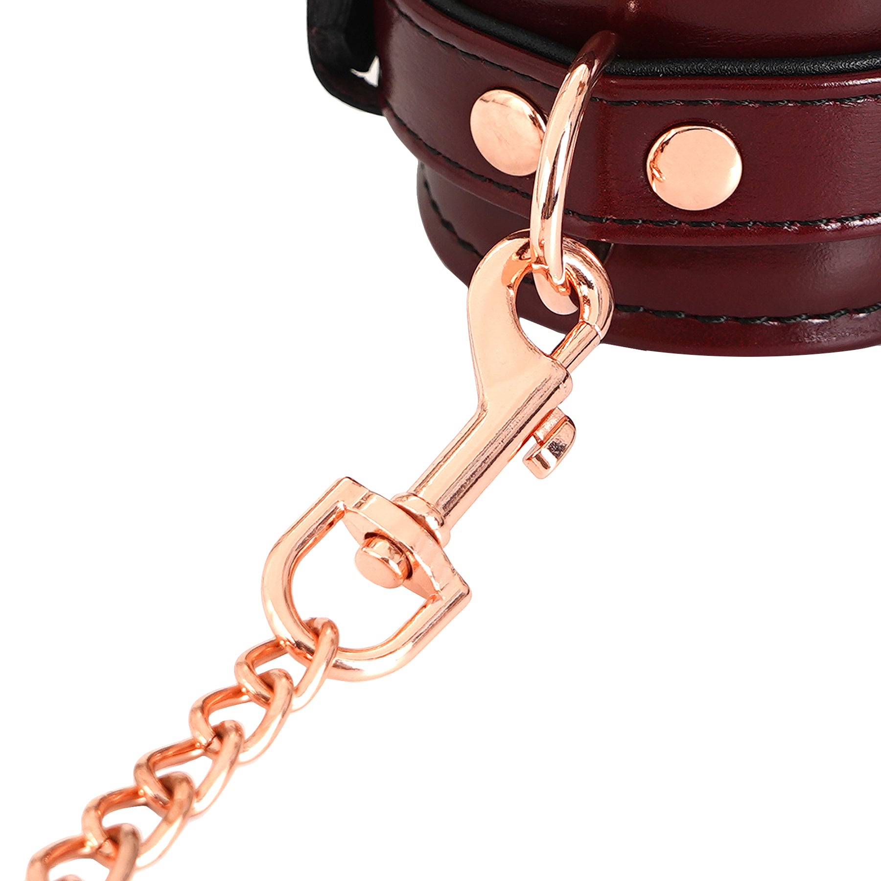 Wine Red Leather Handcuffs With Rose Gold Hardware By Liebe Seele