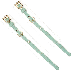 Fairy White & Green Leather Handcuffs With Gold Hardware By Liebe Seele