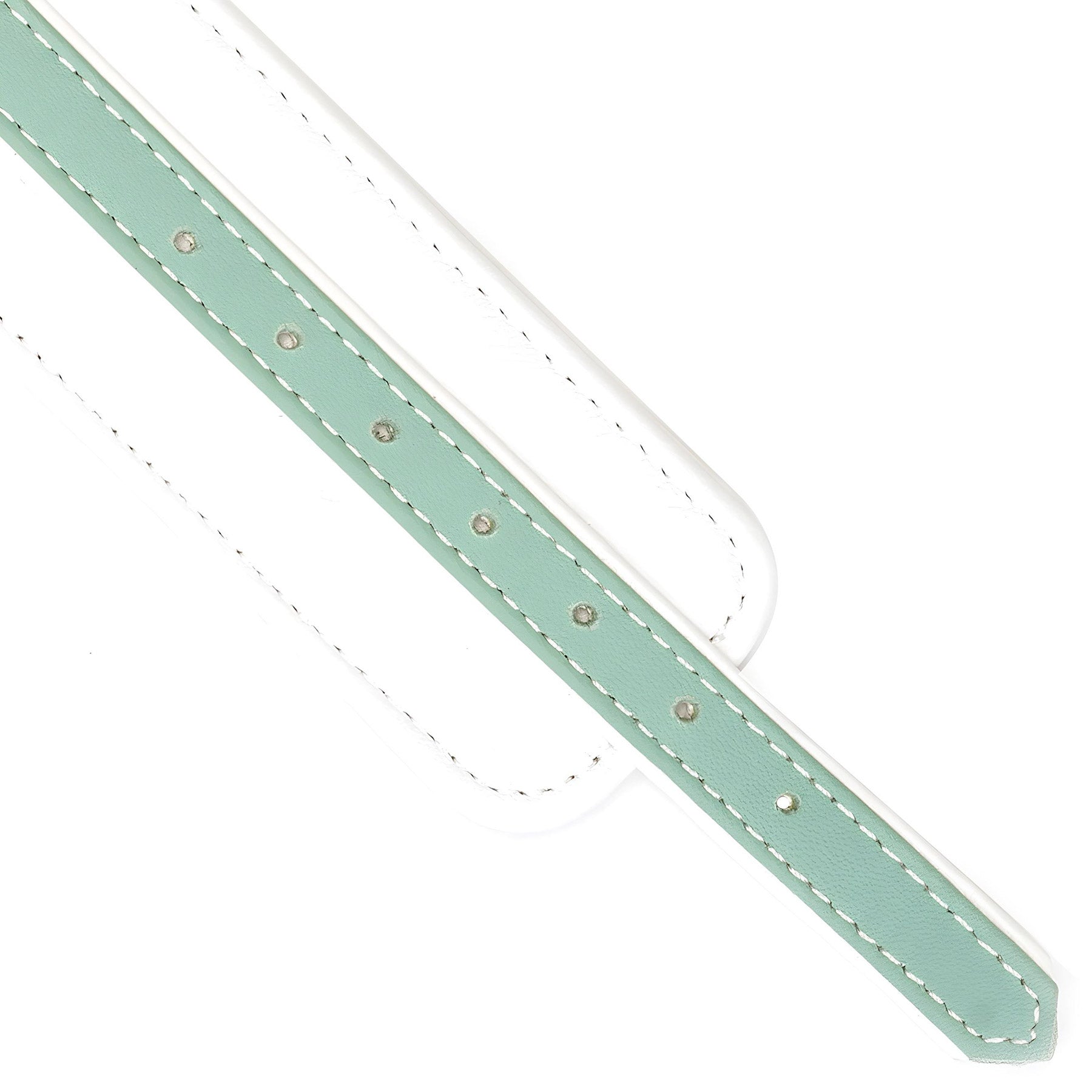 Fairy White & Green Leather Handcuffs With Gold Hardware By Liebe Seele