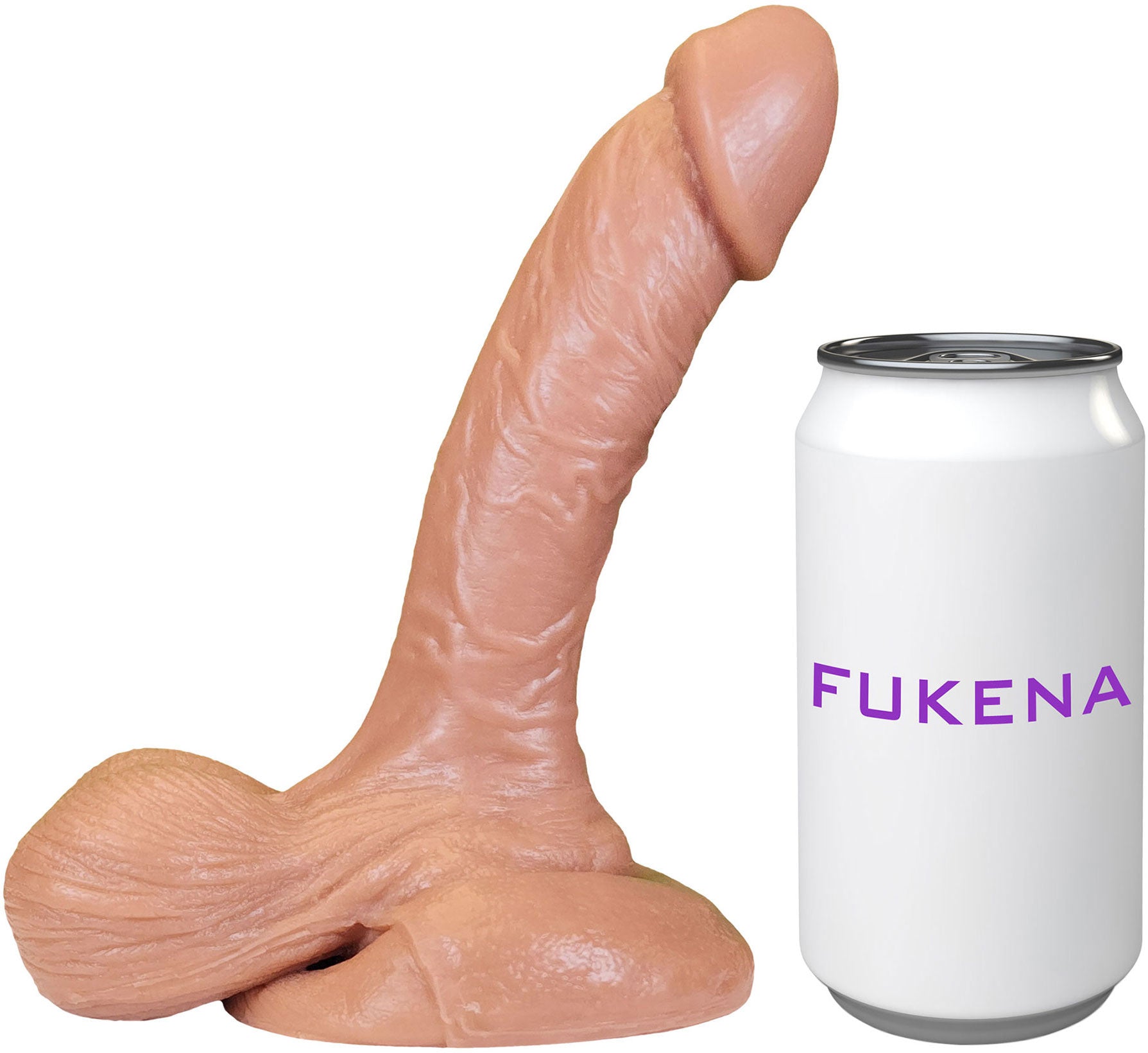 The Hitchhiker 6 Inch Silicone Realistic Dual Density Dildo With Balls & Suction Cup Base By Fukena - Measurements
