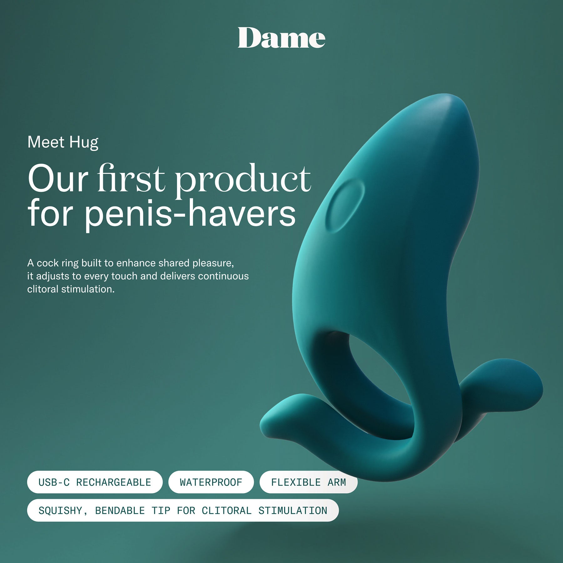 Hug Vibrating Silicone Couples Cock Ring By Dame - Fir