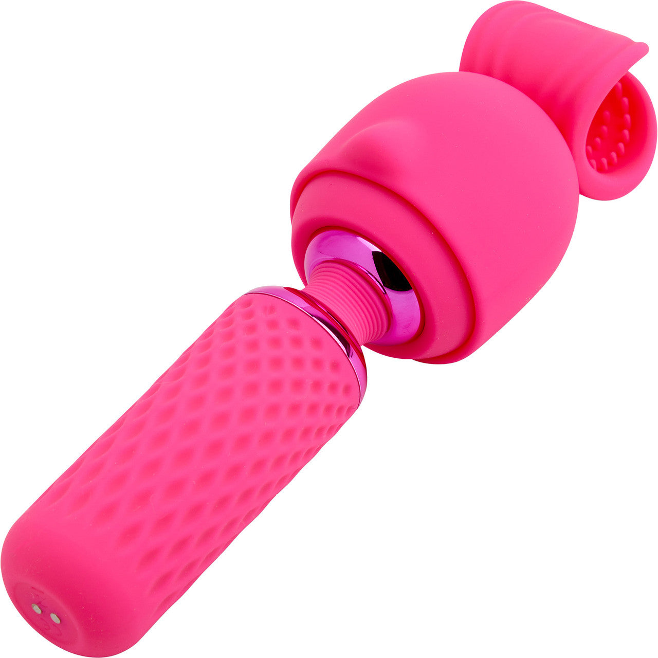 Nubii Harlow Mini Wand Silicone Warming Vibrator With Multi Use Attachment By Nu Sensuelle - Pink