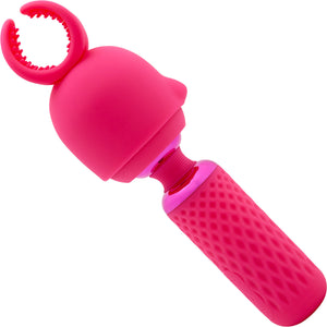 Nubii Harlow Mini Wand Silicone Warming Vibrator With Multi Use Attachment By Nu Sensuelle - Pink