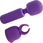 Nubii Harlow Mini Wand Silicone Warming Vibrator With Multi Use Attachment By Nu Sensuelle - Purple