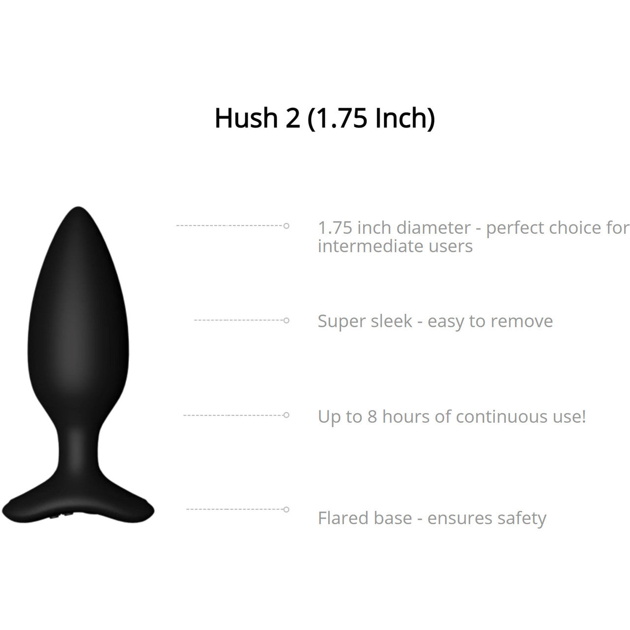 Lovense Hush 2 Medium App Enabled Silicone Waterproof Rechargeable Vibrating Butt Plug