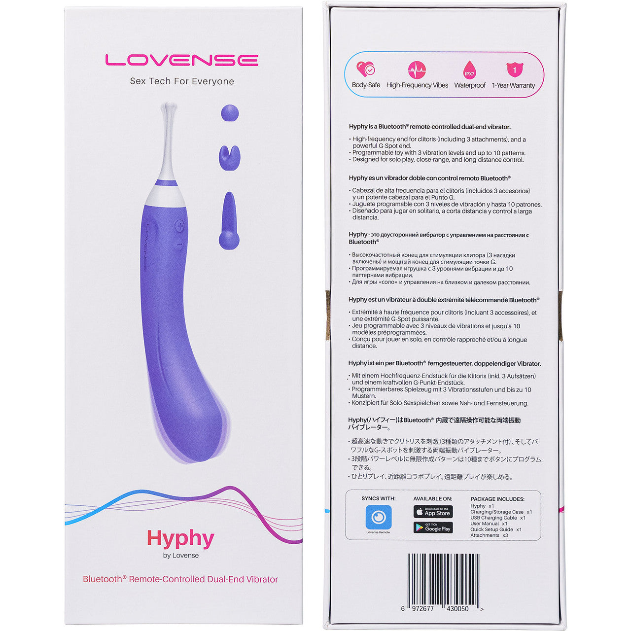 Lovense Hyphy Dual-End Clitoral & G-Spot App Compatible Waterproof Stimulator