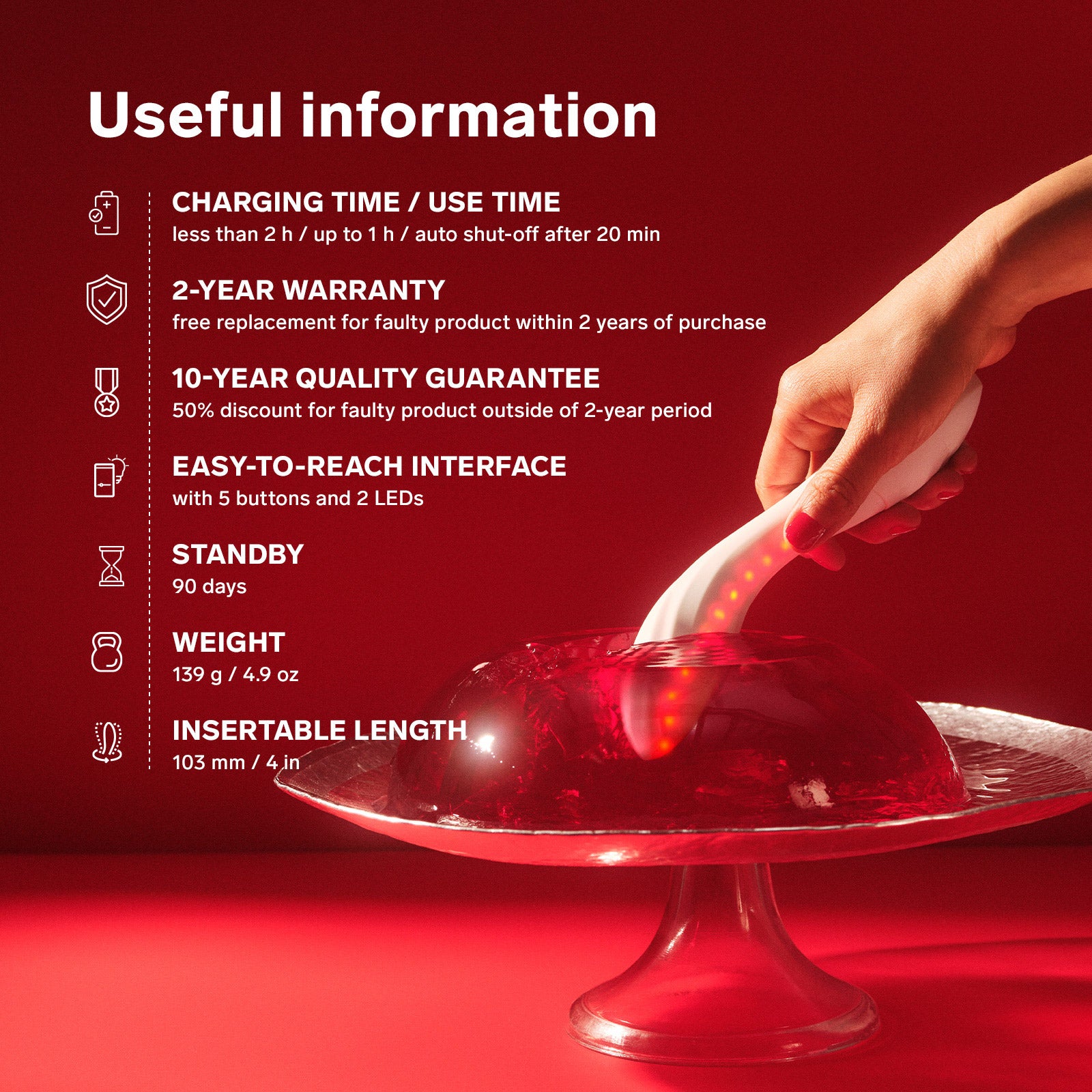 LELO MONA™ Spectra Red Light Therapy Intimate Wellness Massager - Useful Information