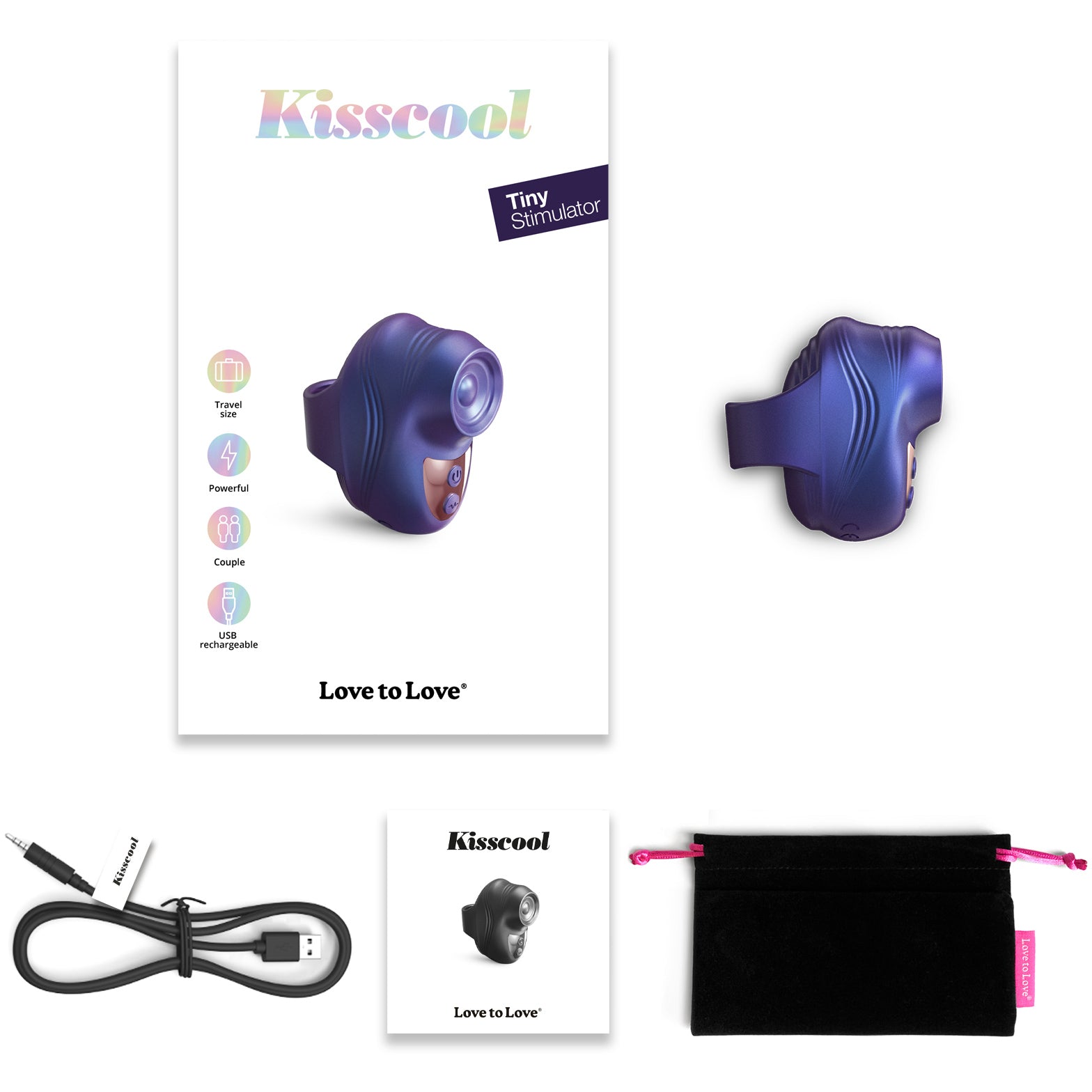 Kisscool Rechargeable Silicone Finger Vibrator With Tapping Technology By Love To Love - Iridescent Indigo