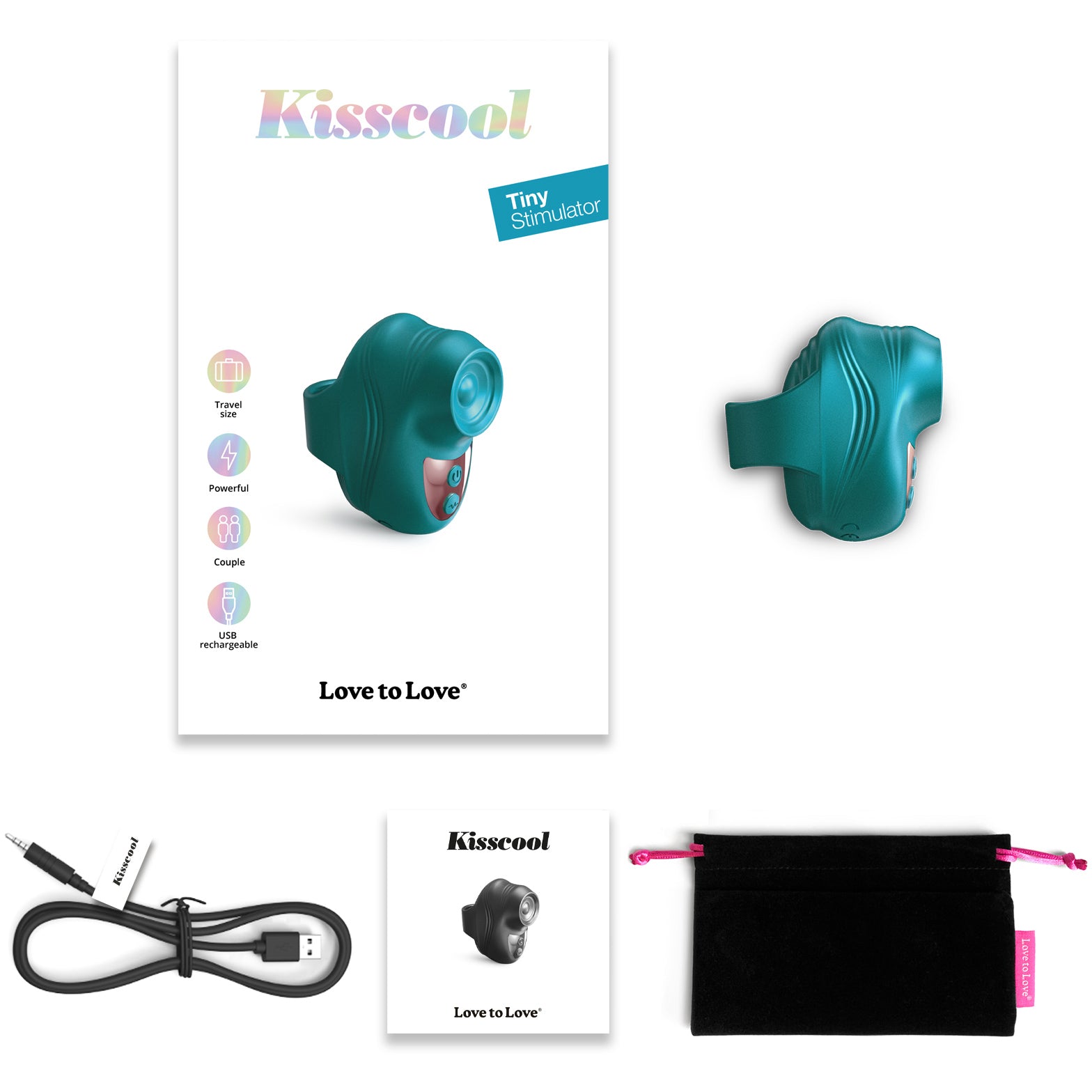 Kisscool Rechargeable Silicone Finger Vibrator With Tapping Technology By Love To Love - Iridescent Teal