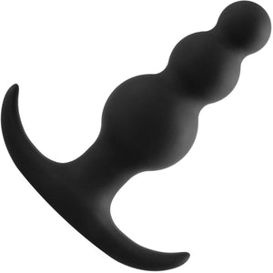 Anal Adventures Platinum Beaded Silicone Butt Plug By Blush - Black