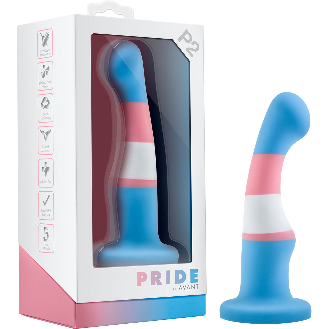 Avant Pride P2 True Blue Silicone Dildo With Suction Cup Base By Blush