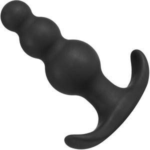 Anal Adventures Platinum Beaded Silicone Butt Plug By Blush - Black