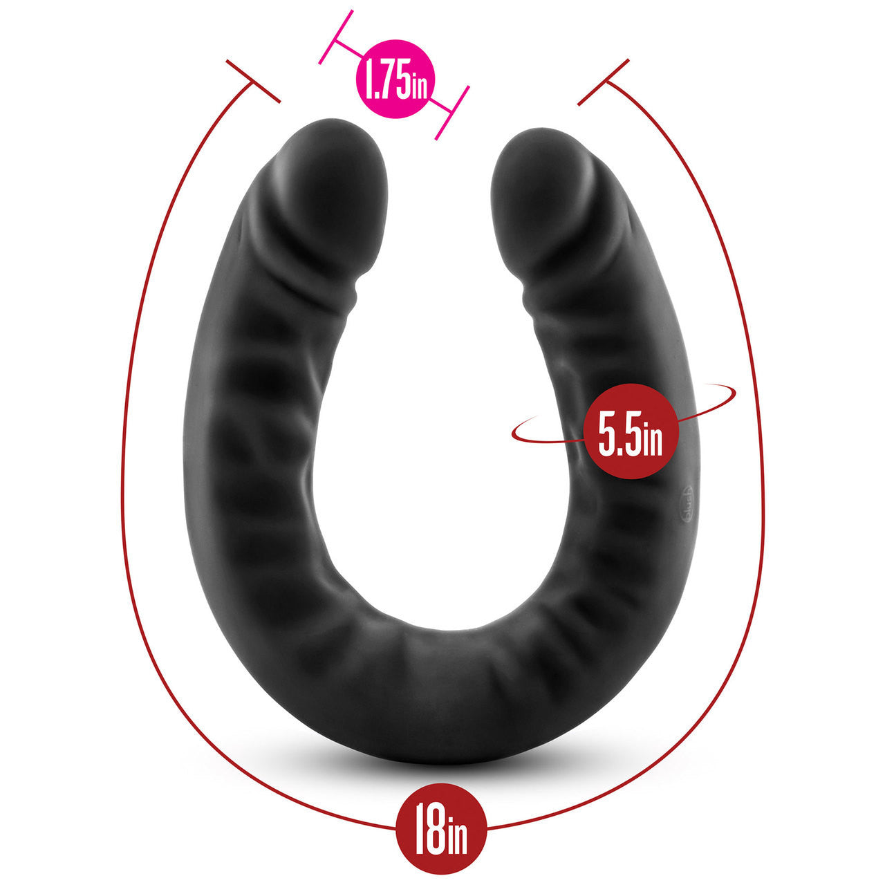 Ruse 18 Inch Silicone Double Headed Dildo by Blush Novelties - Black