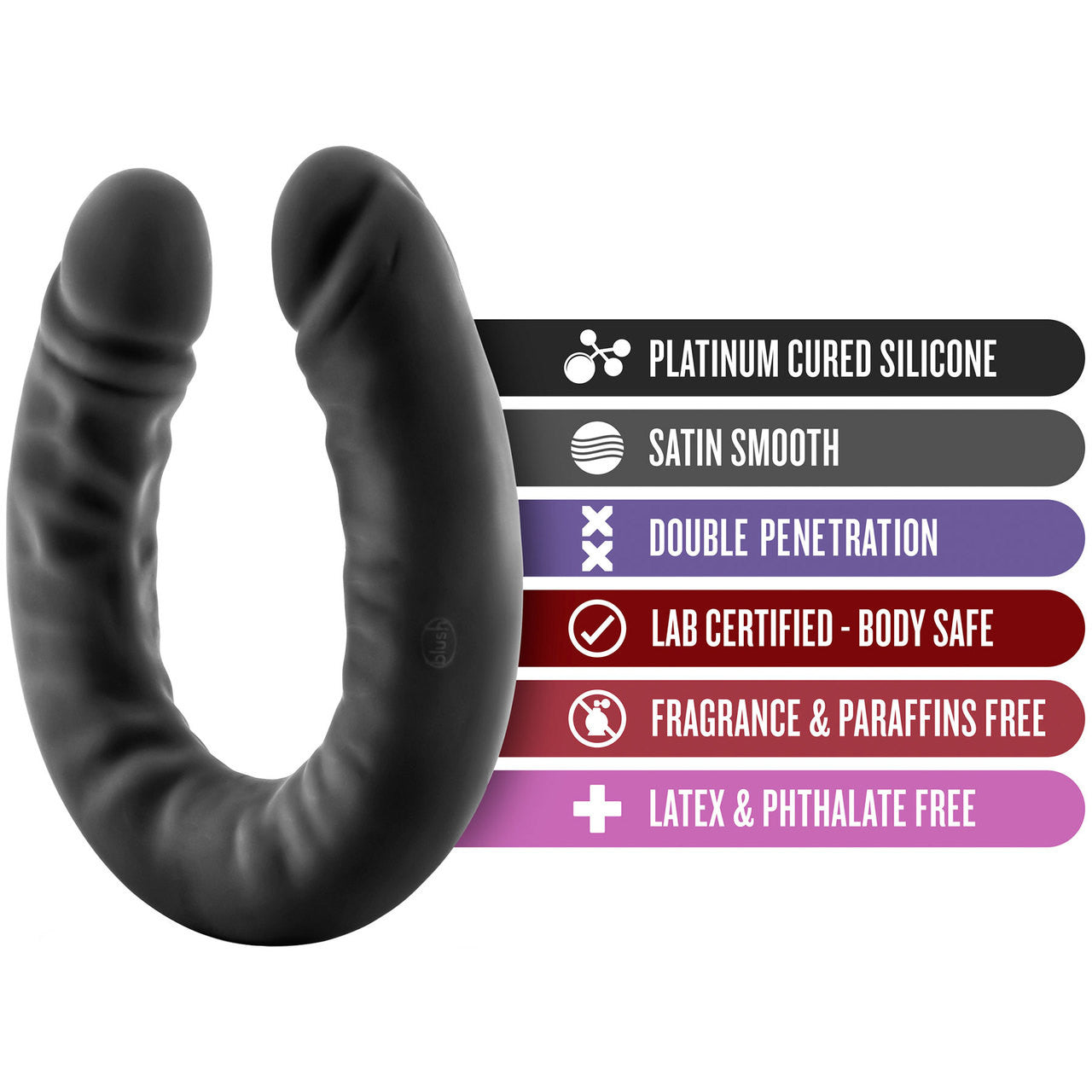 Ruse 18 Inch Silicone Double Headed Dildo by Blush Novelties - Black