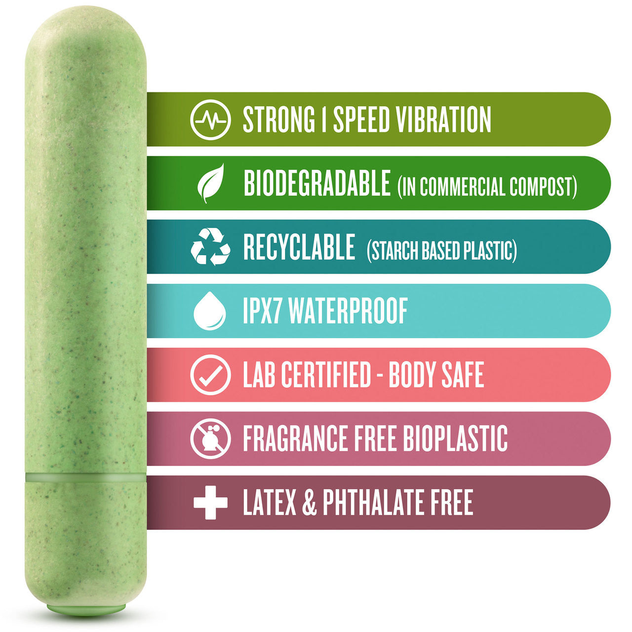 Gaia Eco Bullet Biodegradable & Recyclable Mini Vibrator By Blush Novelties - Green