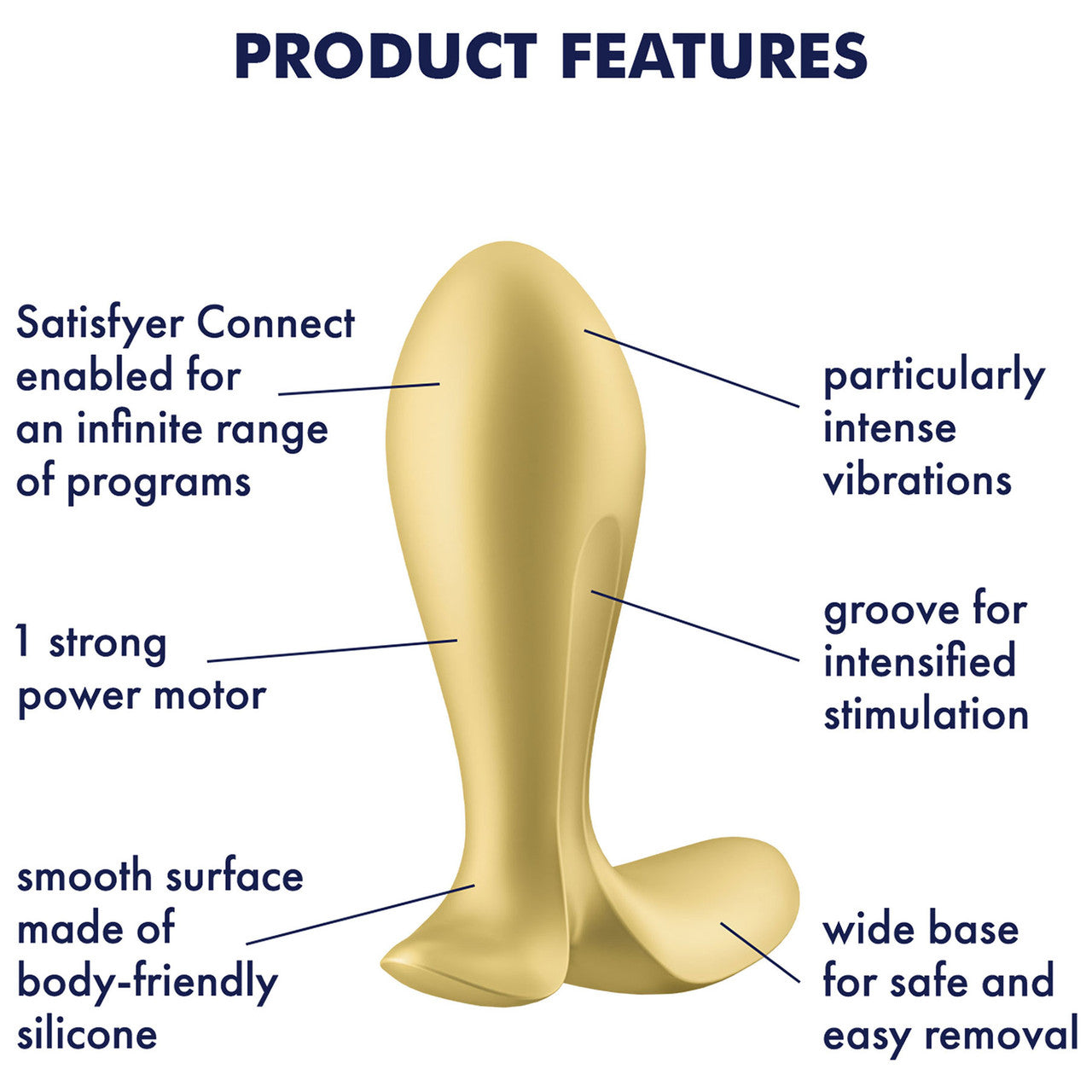 Satisfyer Intensity Plug Rechargeable Vibrating App Enabled Butt Plug - Gold