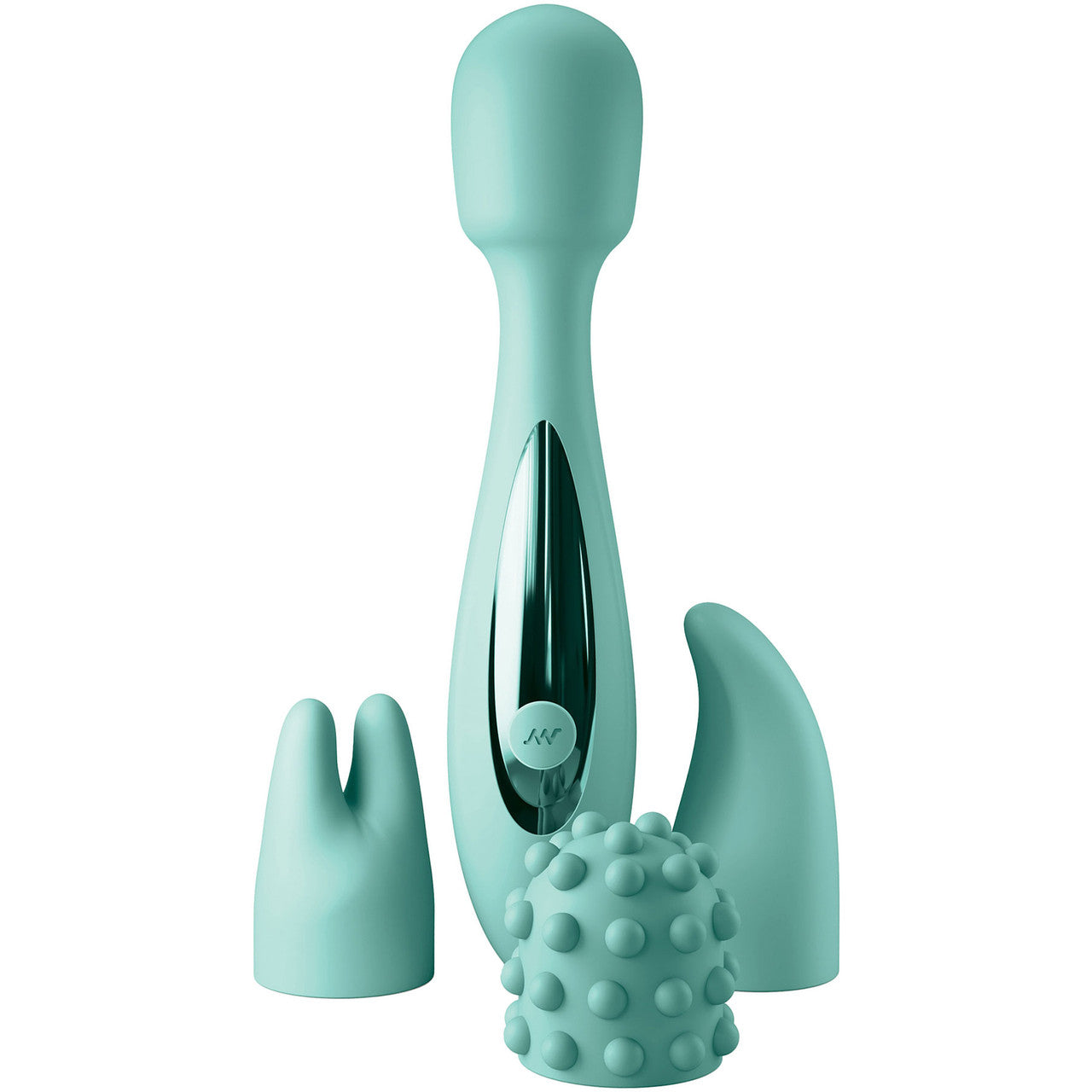 JimmyJane Canna Rechargeable Silicone Vibrating Wand Massager With 3 Attachments - Teal