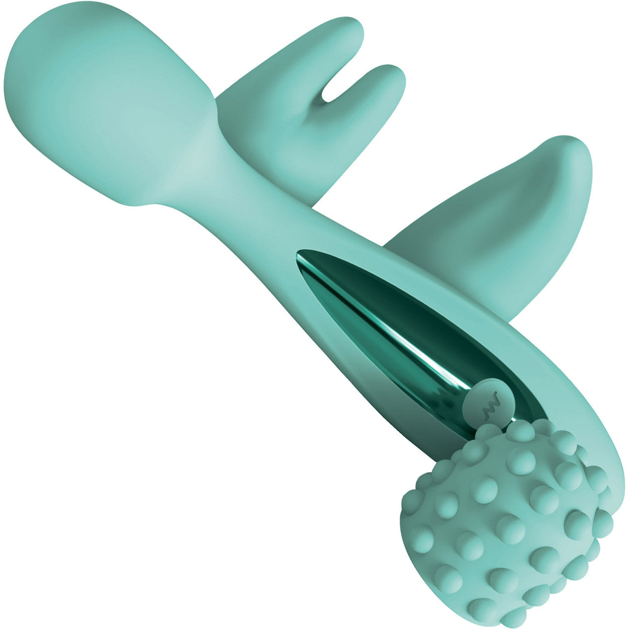 JimmyJane Canna Rechargeable Silicone Vibrating Wand Massager With 3 Attachments - Teal