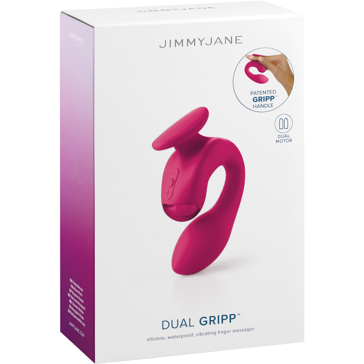 JimmyJane Dual Gripp Waterproof Rechargeable Silicone Dual Stimulation Vibrator - Pink