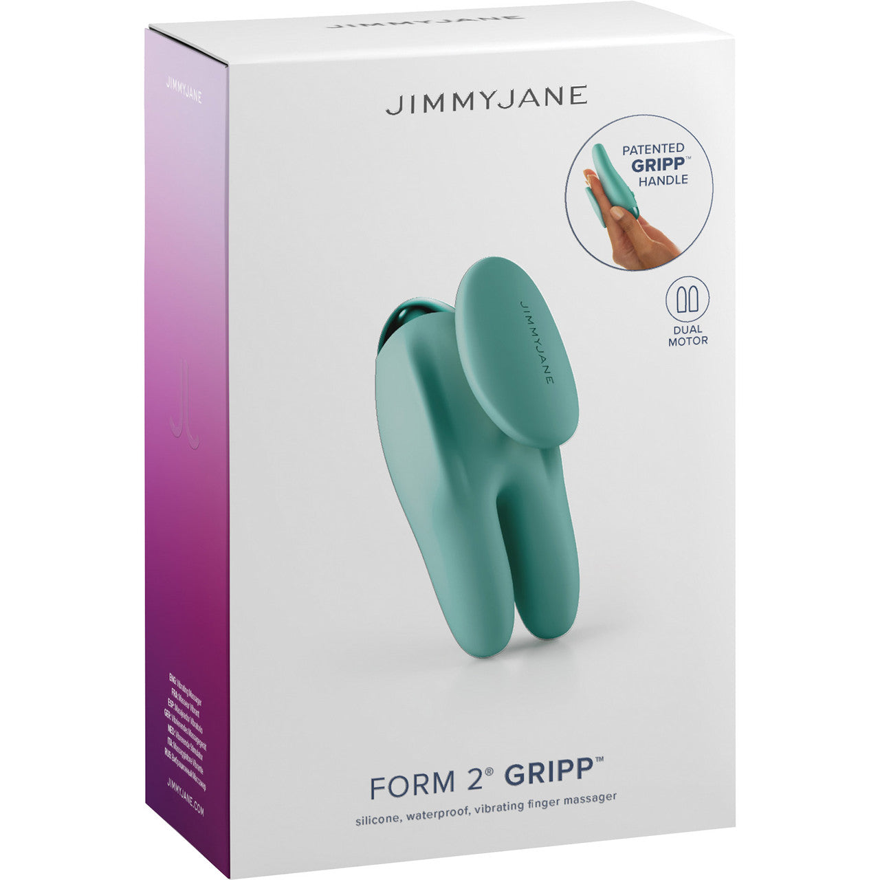 JimmyJane Form 2 Gripp Waterproof Rechargeable Silicone Clitoral Vibrator With Finger Grip - Teal