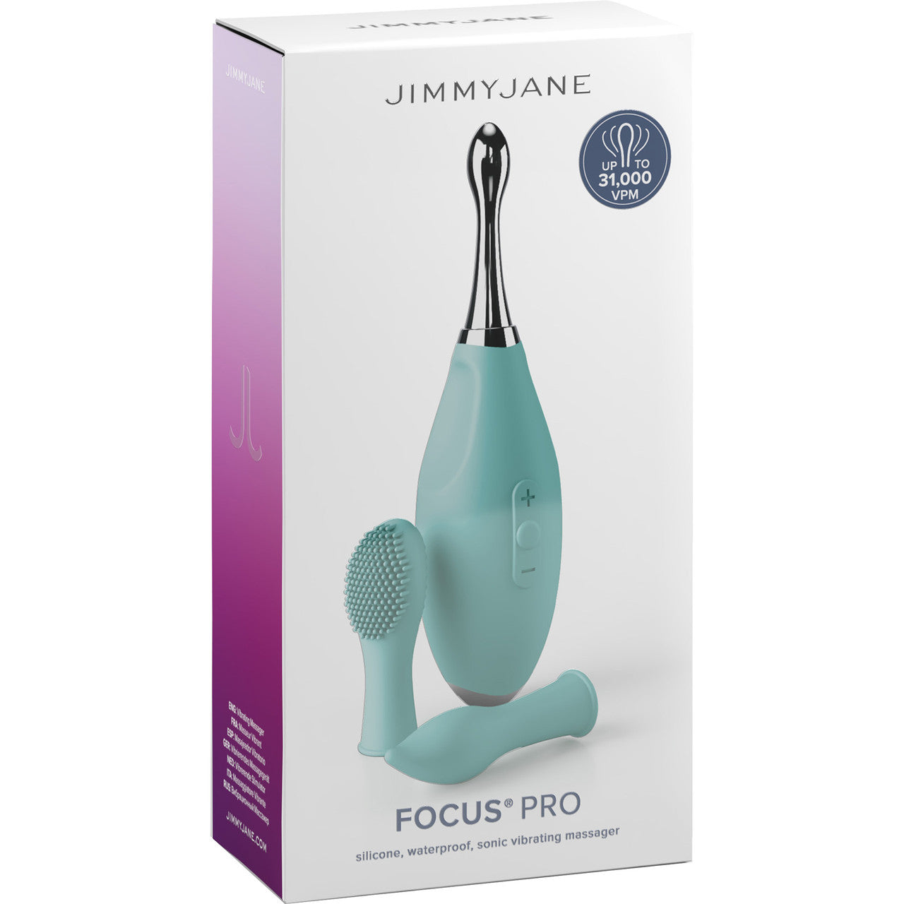 JimmyJane Focus Pro Rechargeable Sonic Clitoral Vibrator With Attachments - Teal