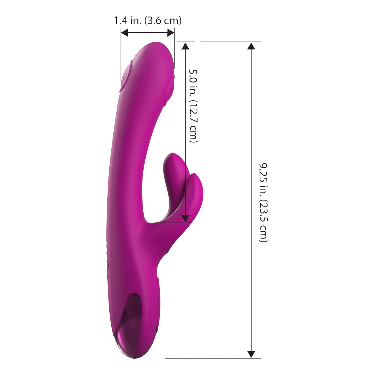 JimmyJane Touch-Me Pro Pulsing Waterproof Silicone Rabbit Vibrator - Measurements