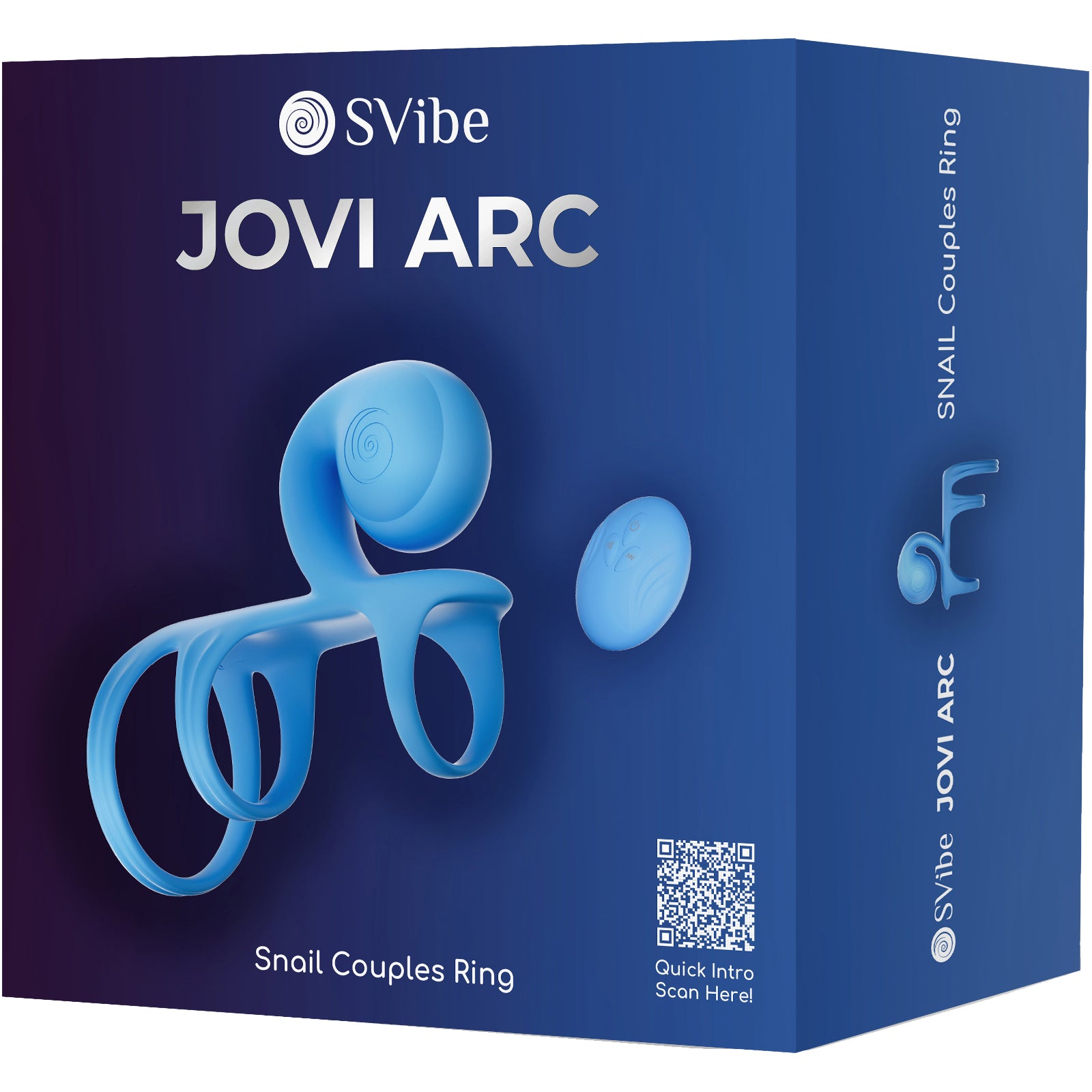 SVibe Snail Jovi Arc Couples Ring Silicone Vibrating Cock Ring With Remote - Blue Haze