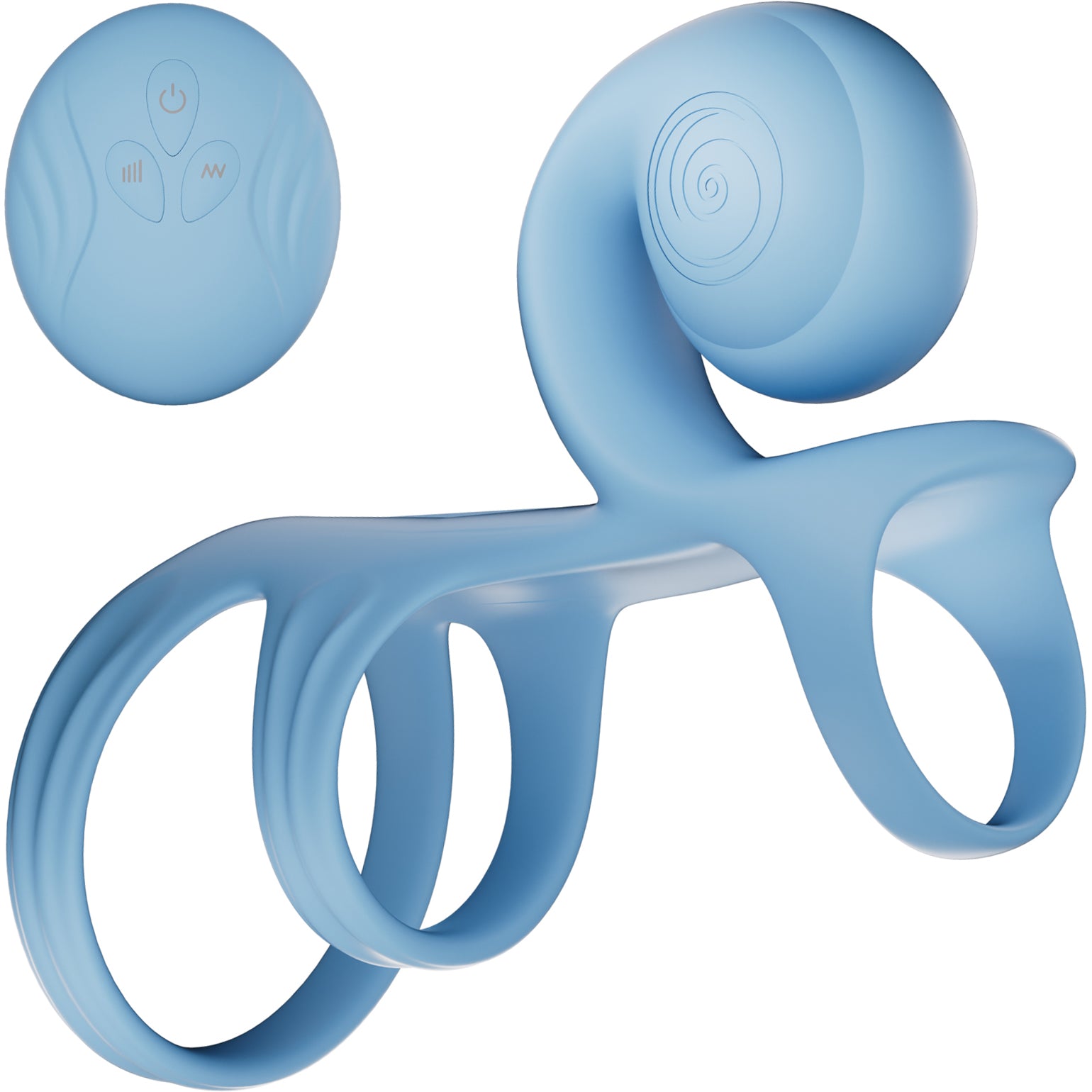 SVibe Snail Jovi Arc Couples Ring Silicone Vibrating Cock Ring With Remote - Blue Haze