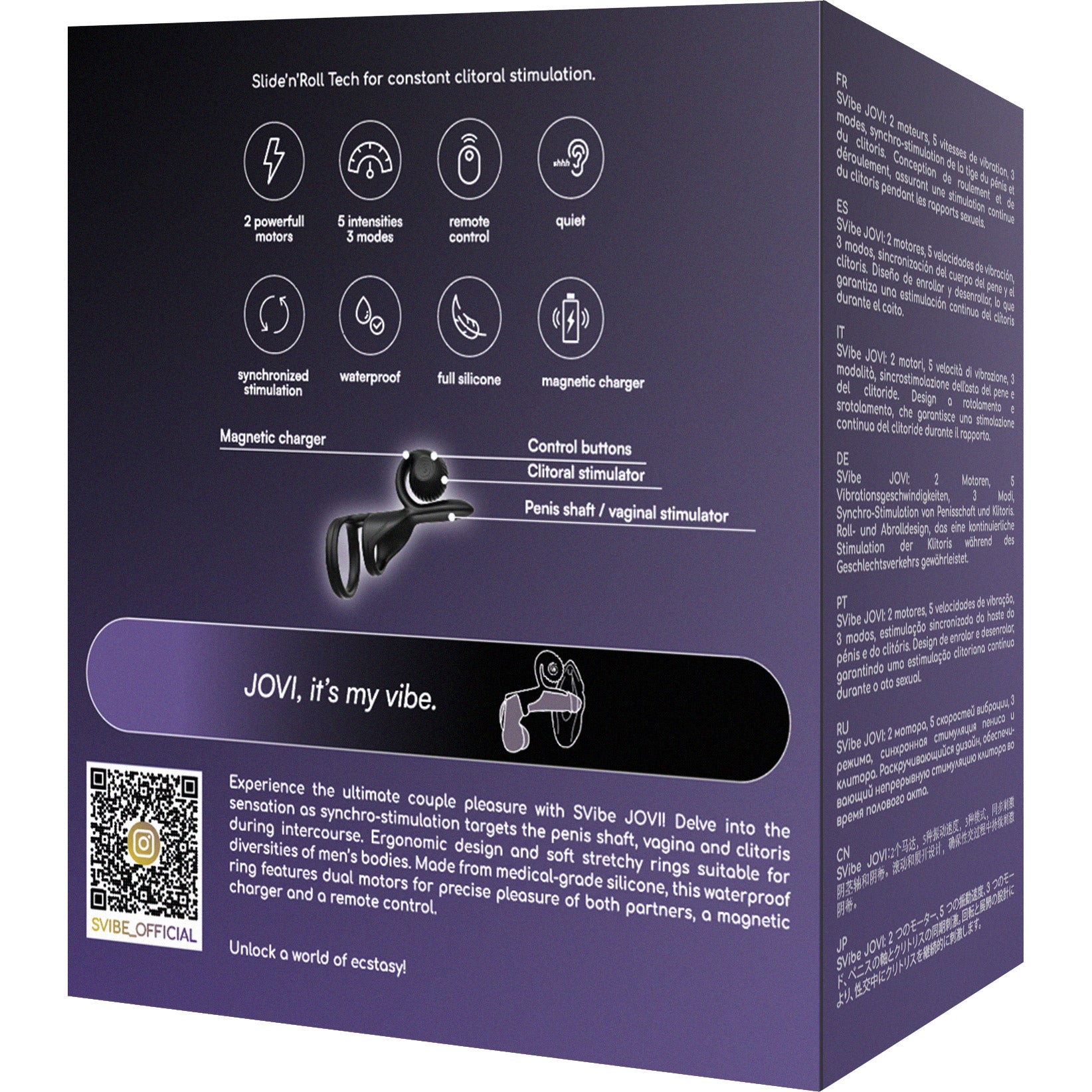 SVibe Snail Jovi Couples Ring Silicone Vibrating Cock Ring With Remote