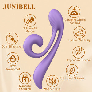 Tracy's Dog Junibell Rechargeable Waterproof Silicone Flexible Dual Stimulation Vibrator - Purple