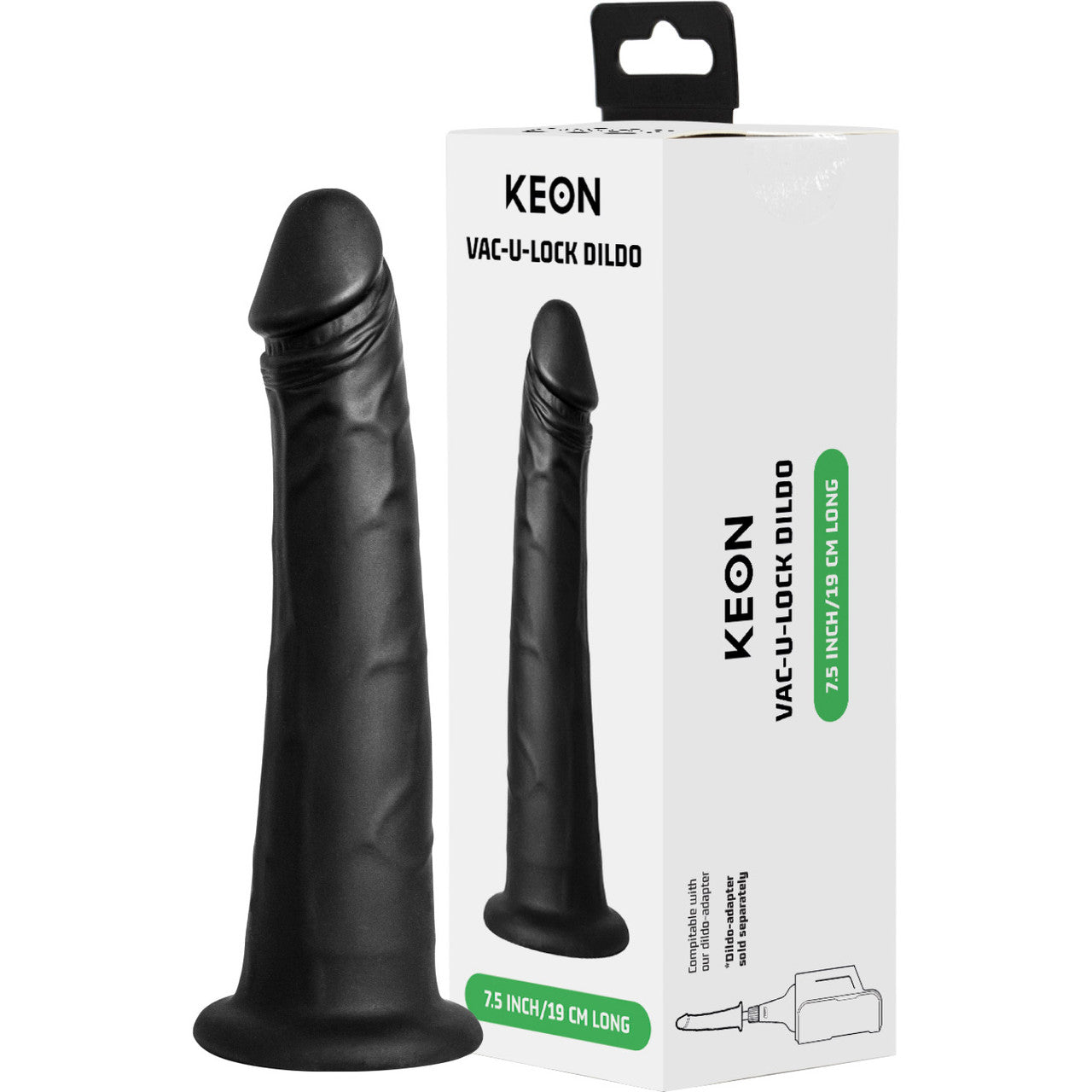 KIIROO KEON 7.5" Silicone Vac-U-Lock Dildo - Black