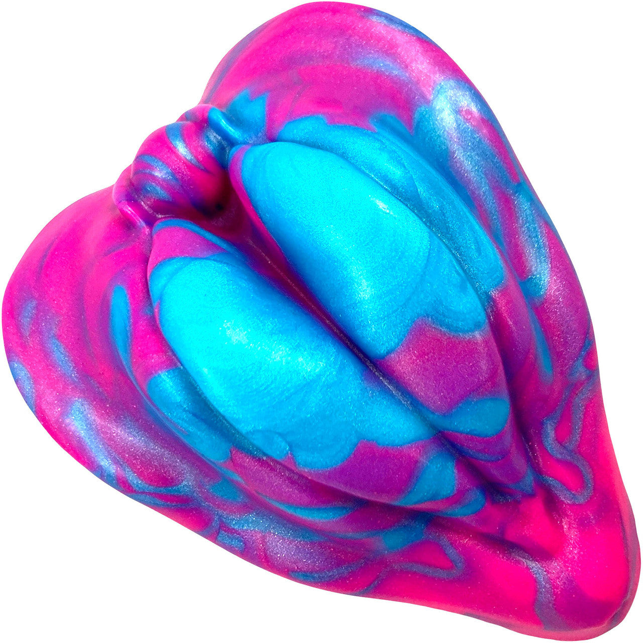 The LaBae Platinum Silicone Labia Heart Shaped Grinder By Uberrime - Indigo To Pink