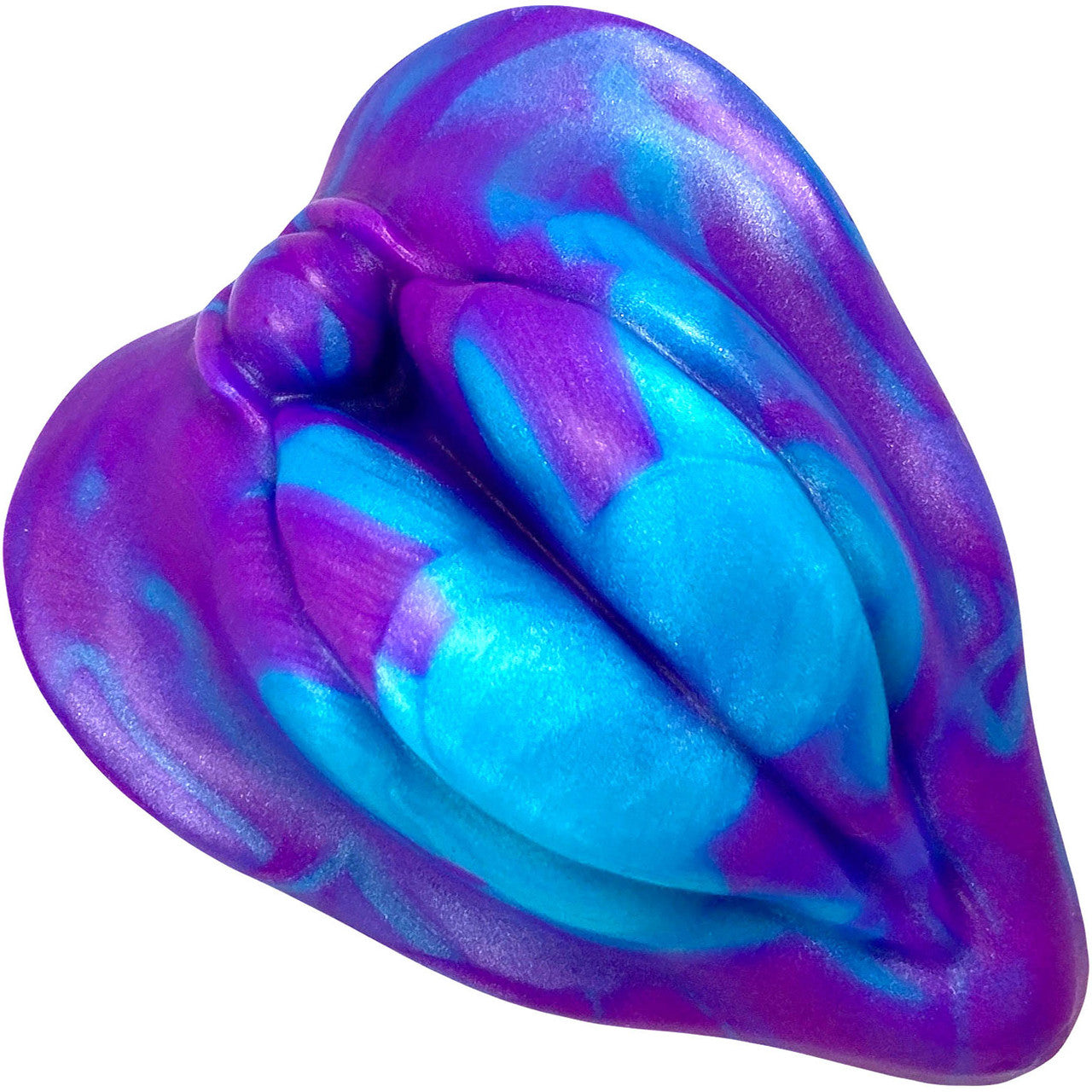 The LaBae Platinum Silicone Labia Heart Shaped Grinder By Uberrime - Indigo To Violet