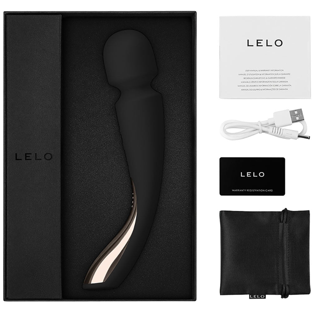 LELO Smart Wand 2 Medium Rechargeable Wand Style Vibrator - Black