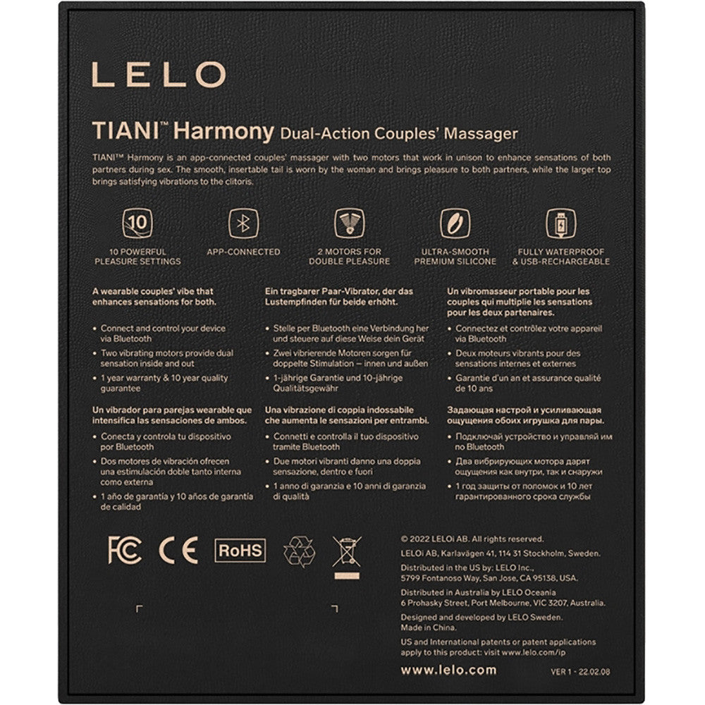 LELO TIANI Harmony Rechargeable Silicone Couples Vibrator - Aqua