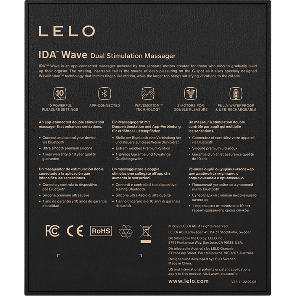 LELO IDA Wave Rechargeable Silicone App Enabled Dual Stimulation Vibrator - Coral