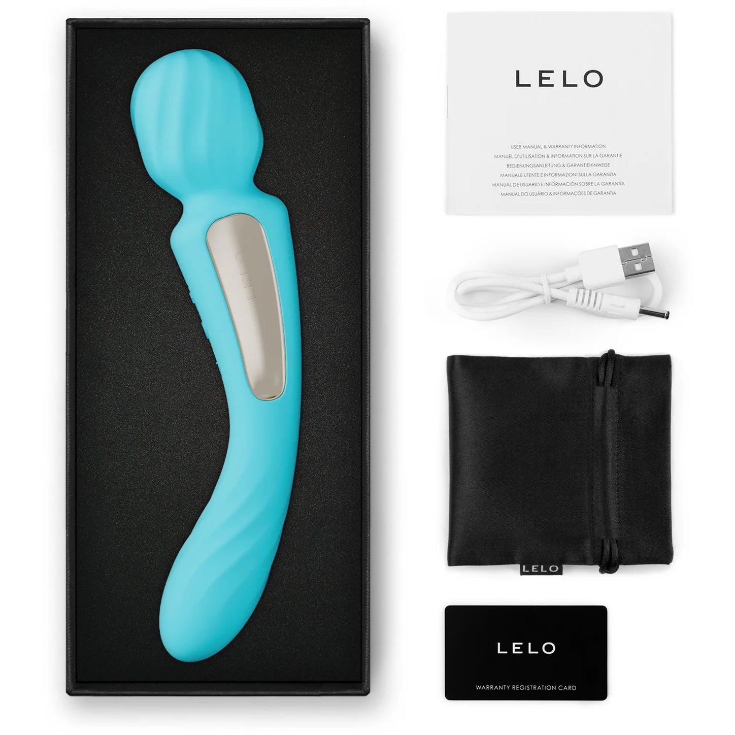 LELO SWITCH™ Double-Sided Silicone Wand Style Vibrator - Aqua