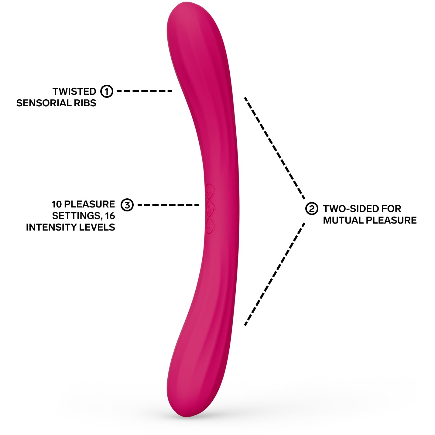 LELO BOOMERANG™ Premium Double Ended Silicone Vibrator For Couples - Cerise
