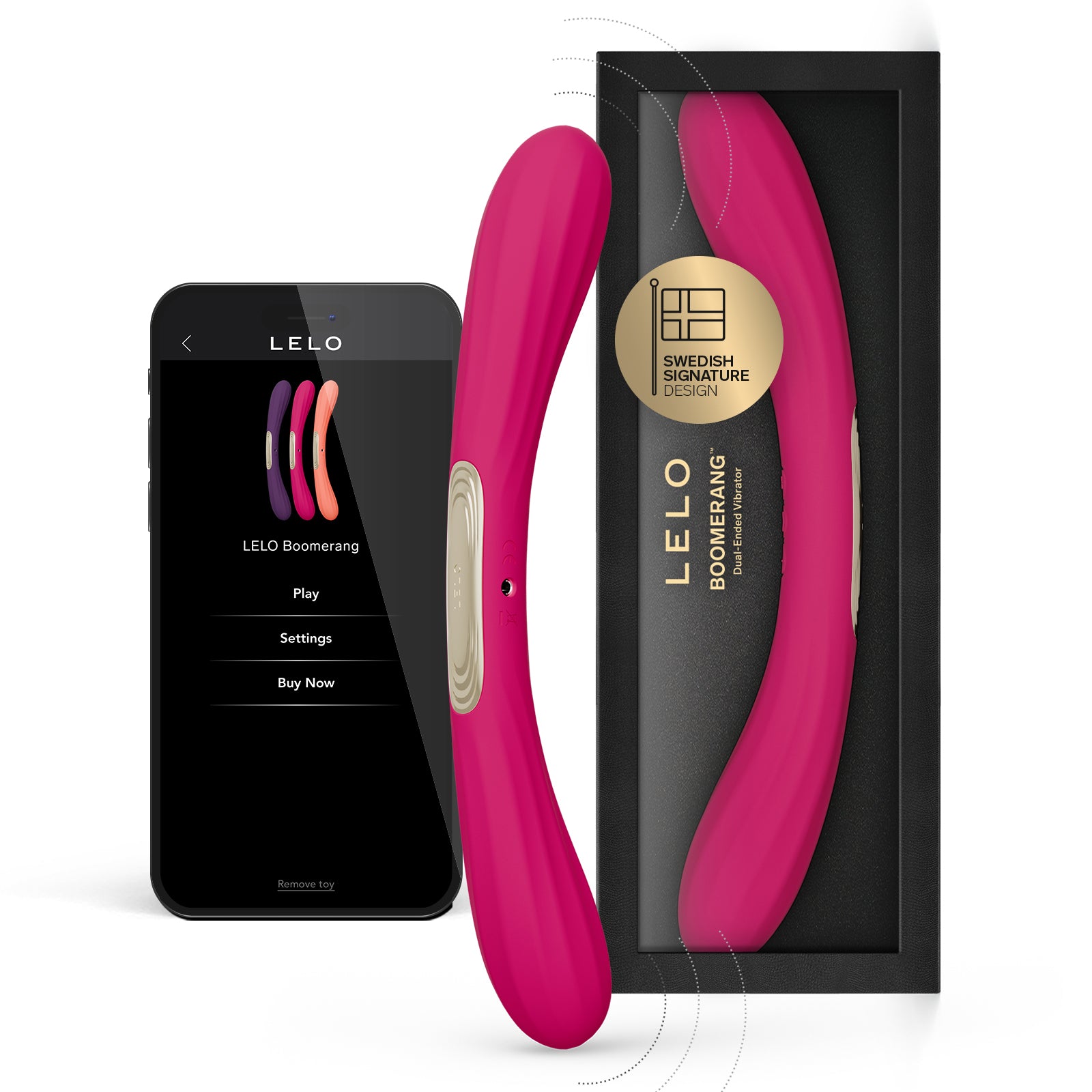 LELO BOOMERANG™ Premium Double Ended Silicone Vibrator For Couples - Cerise