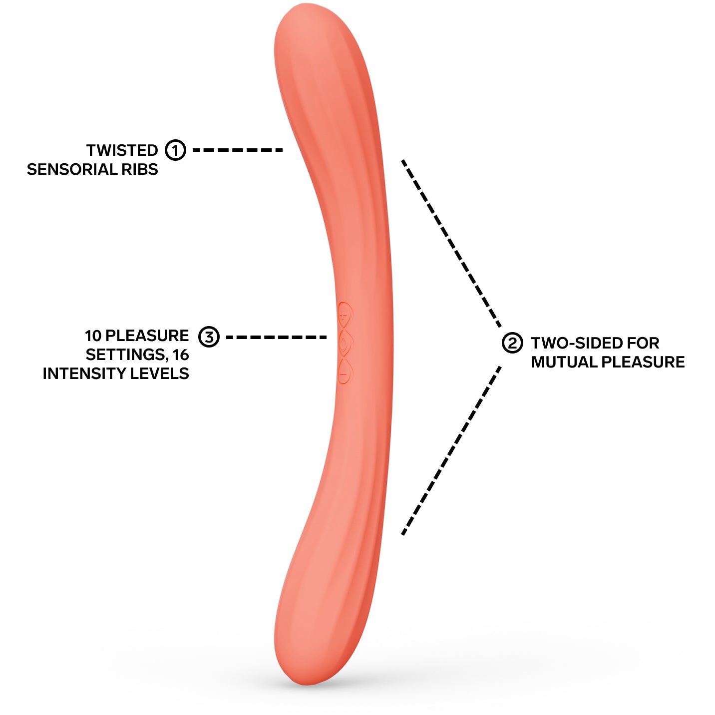 LELO BOOMERANG™ Premium Double Ended Silicone Vibrator For Couples - Coral