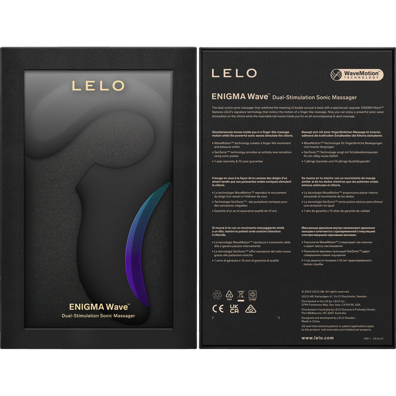 LELO ENIGMA Wave Rechargeable Silicone Multi Stimulation Pressure Wave Vibrator - Black