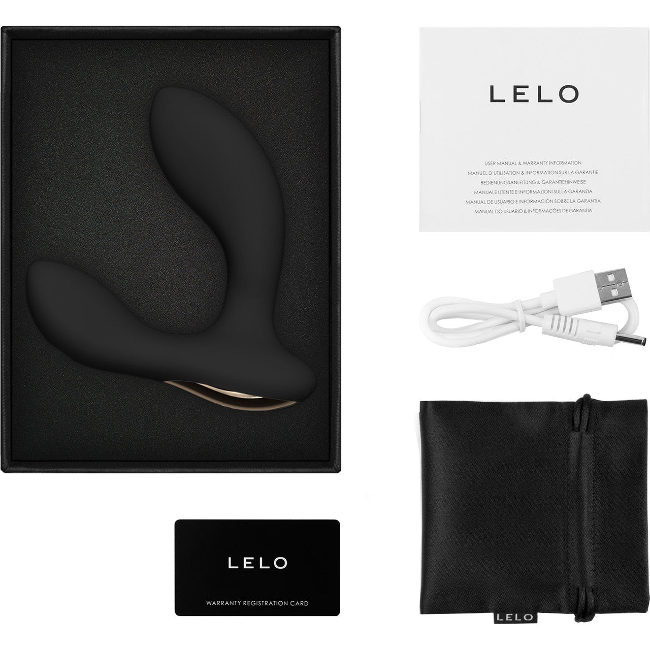 LELO HUGO 2 Rechargeable Waterproof Silicone App Controlled Prostate Massager - Black