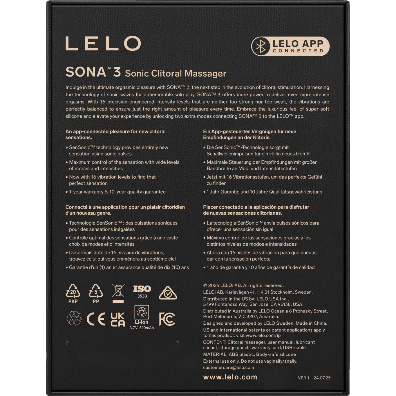 LELO SONA™ 3 Sonic Clitoral Massager - Violet Dusk