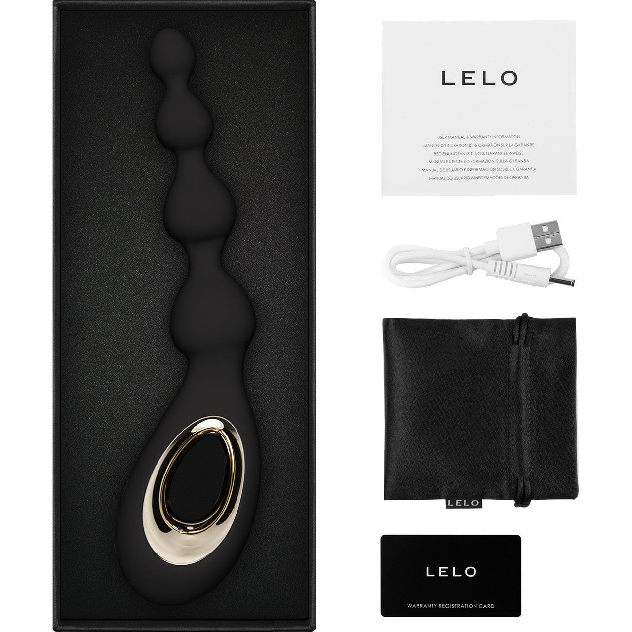 LELO SORAYA Beads Silicone Waterproof Rechargeable Anal Massager - Black