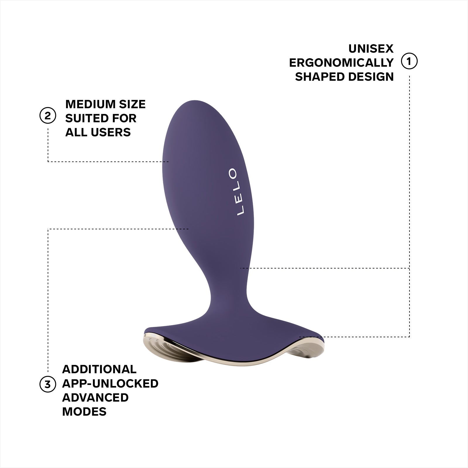 LELO SURFER™ 2 Premium App-Connected Unisex Vibrating Anal Plug - Cyber Purple