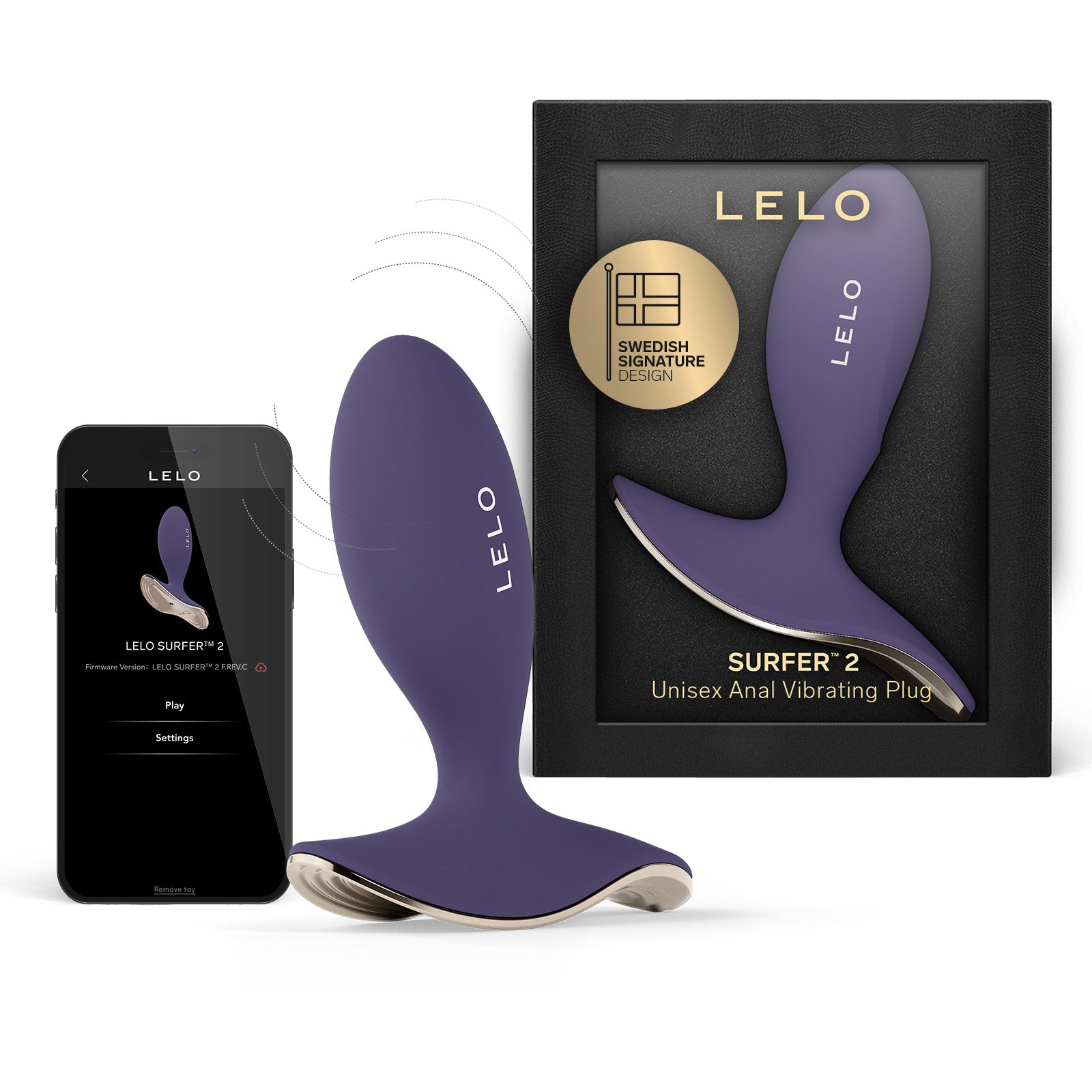 LELO SURFER™ 2 Premium App-Connected Unisex Vibrating Anal Plug - Cyber Purple