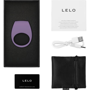 LELO TOR 3 Silicone Waterproof Rechargeable App Enabled Vibrating Cock Ring - Violet Dust