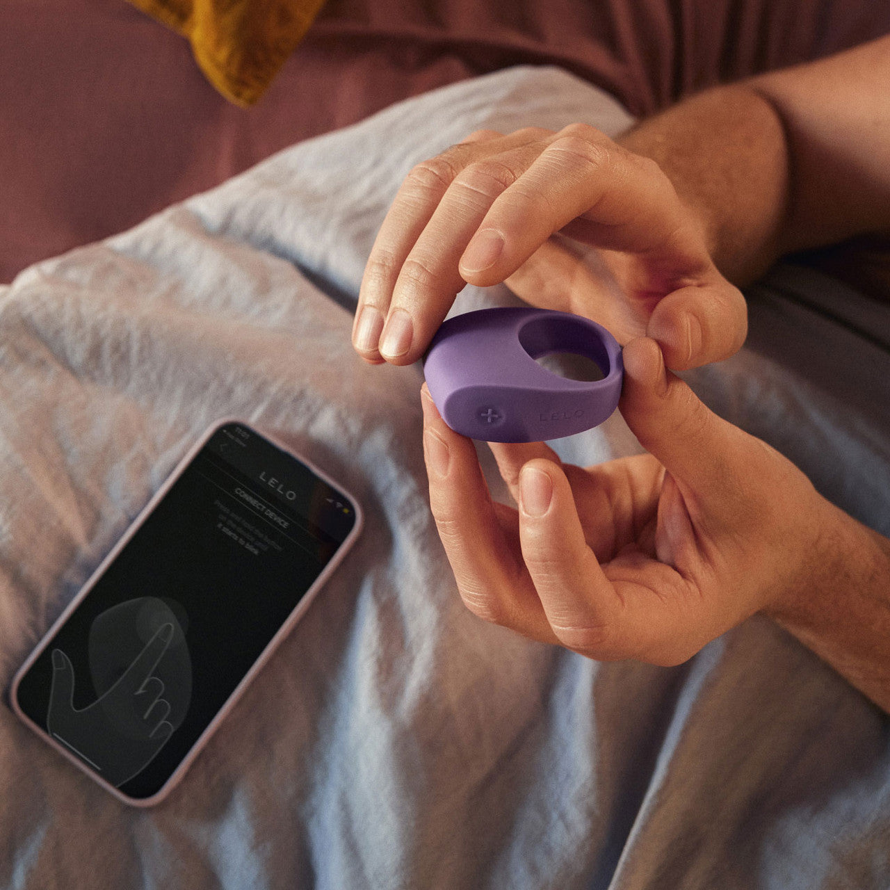 LELO TOR 3 Silicone Waterproof Rechargeable App Enabled Vibrating Cock Ring - Violet Dust